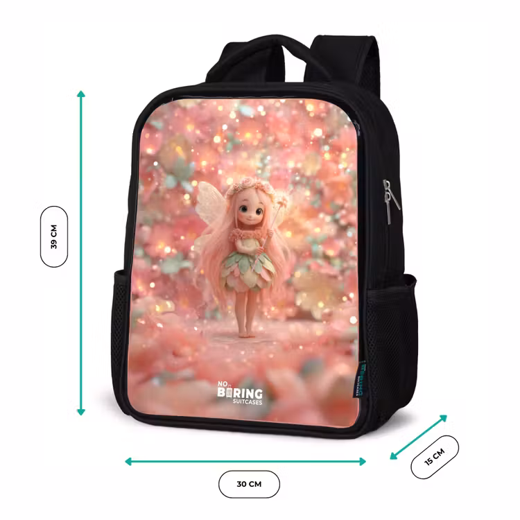 Bloemenfee in roze sprookjeswereld Rugzak - Zwart middel -productfoto_formaten