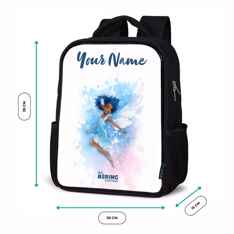 Vliegende fee in blauwe tinten Rugzak - Zwart middel -productfoto_formaten