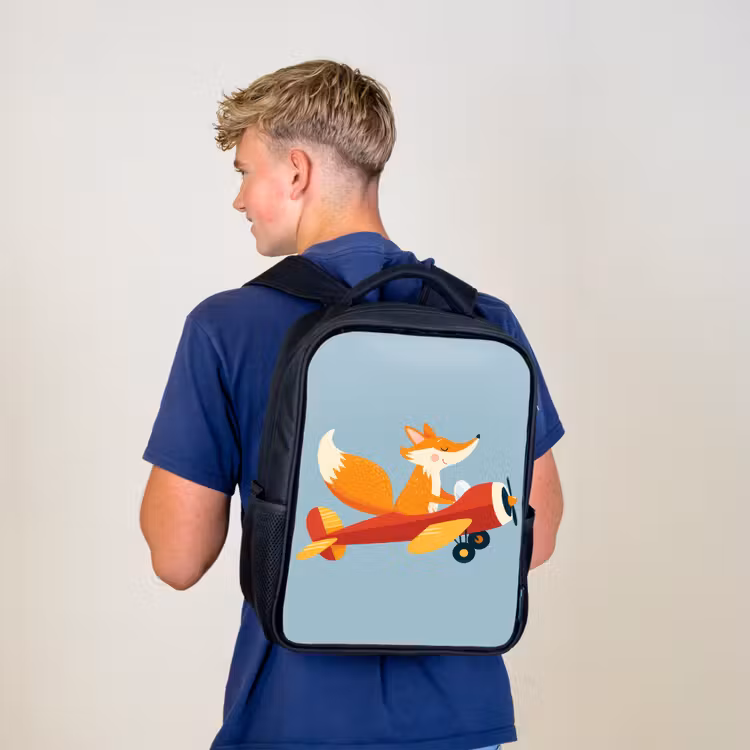 Vos - Vliegtuig - Blauw Rugzak - Zwart middel -sfeer8