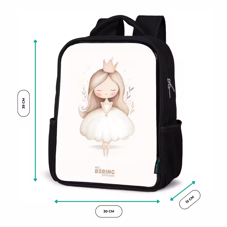 Sierlijke prinses in het wit Rugzak - Zwart middel -productfoto_formaten