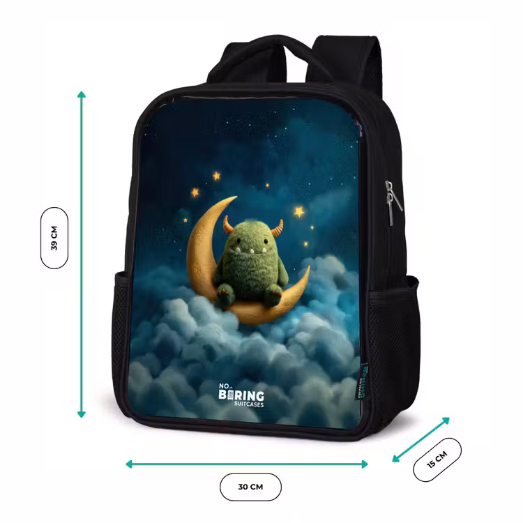 Groen monster op maansikkel Rugzak - Zwart middel -productfoto_formaten