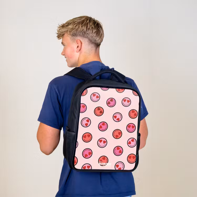 Hartje - Smiley - Patroon Rugzak - Zwart middel -sfeer8