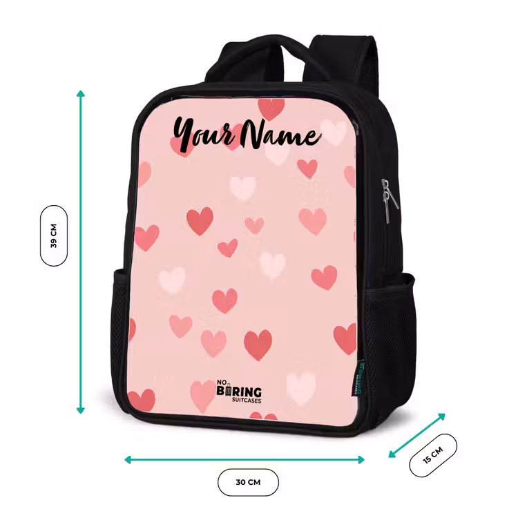 Hartjes - Patroon - Roze Rugzak - Zwart middel -productfoto_formaten