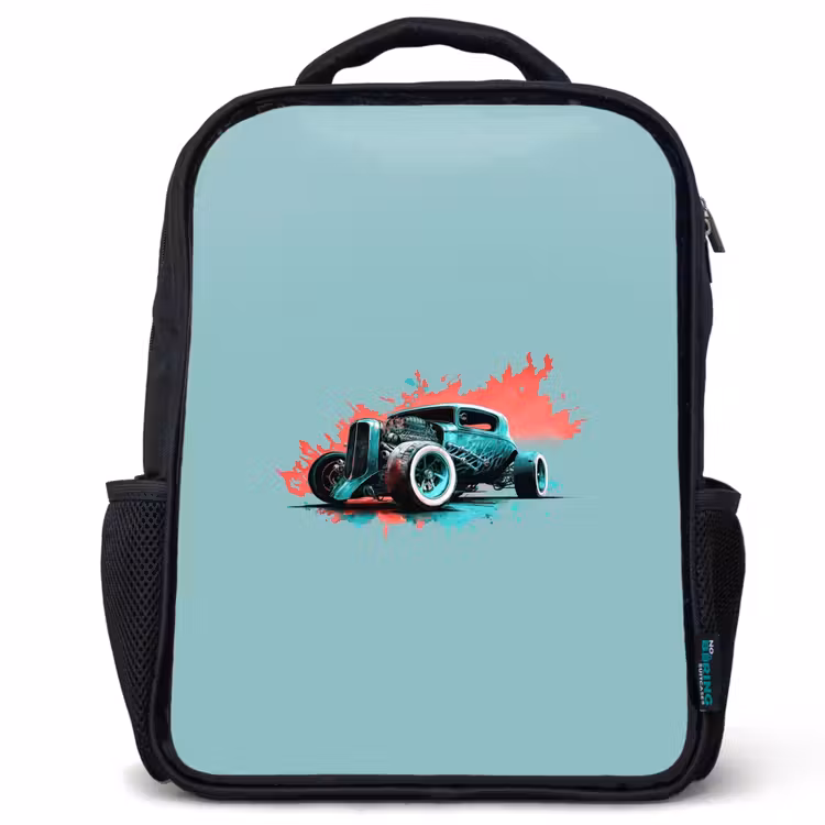 Hotrod turquoise Rugzak - Zwart middel -3d