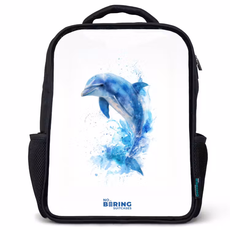 Springende blauwe dolfijn Rugzak - Zwart middel -3d