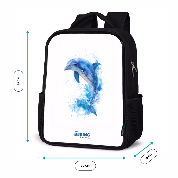 Springende blauwe dolfijn Rugzak - Zwart middel -productfoto_formaten