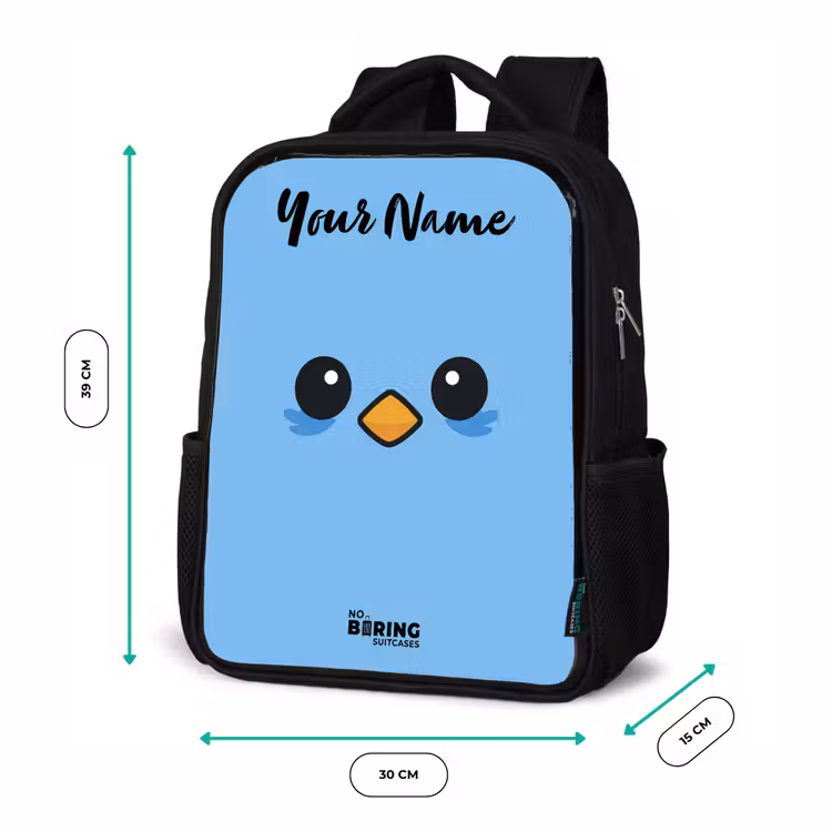Kawai - Vogel - Blauw Rugzak - Zwart middel -productfoto_formaten