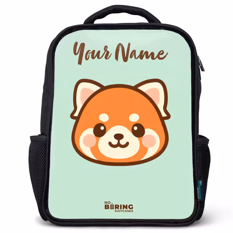 Kawai - Rode panda - Groen Rugzak - Zwart middel -3d
