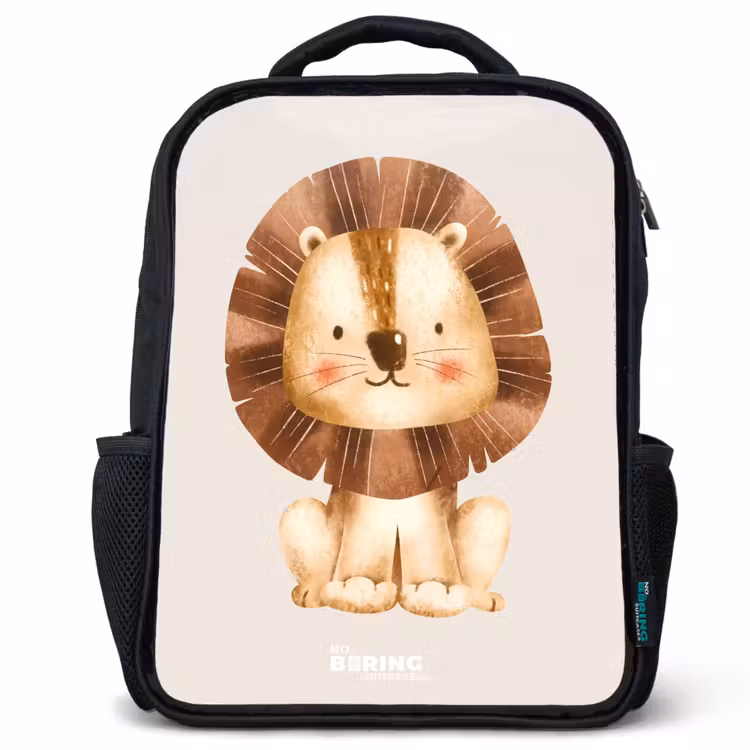Leeuw illustratie met beige achtergrond Rugzak - Zwart middel -3d