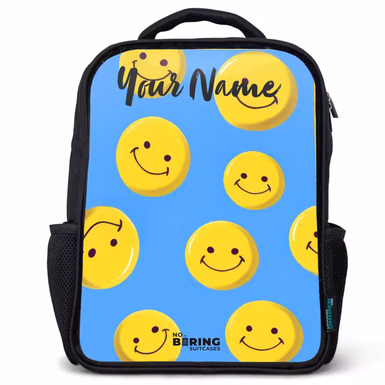 Vrolijke smileyregen Rugzak - Zwart middel -3d