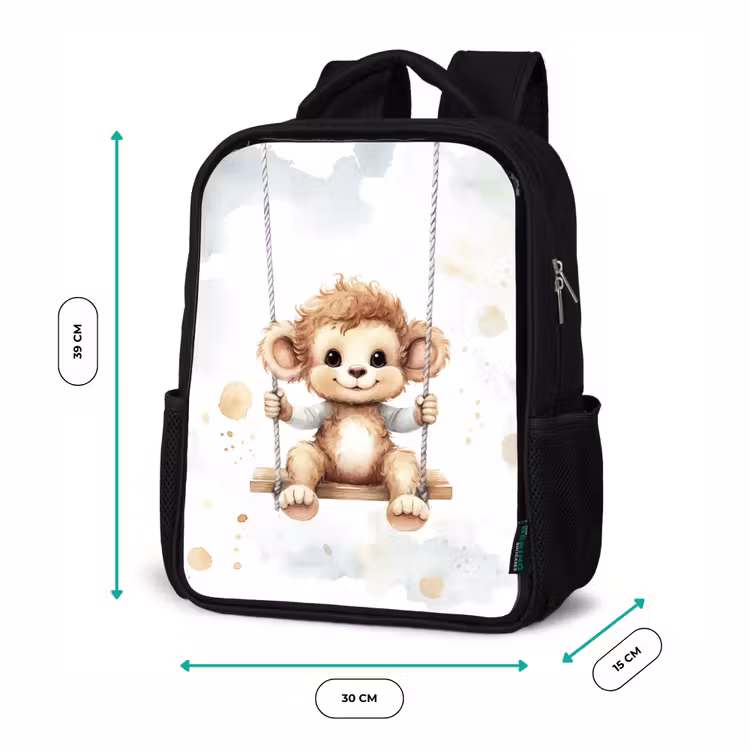 Aap - Dier - Kinderen Rugzak - Zwart middel -productfoto_formaten