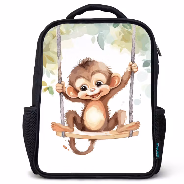 Aap - Dier - Kinderen - Jungle Rugzak - Zwart middel -3d