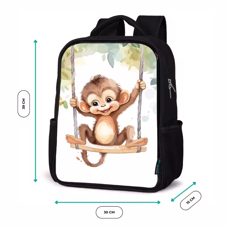Aap - Dier - Kinderen - Jungle Rugzak - Zwart middel -productfoto_formaten