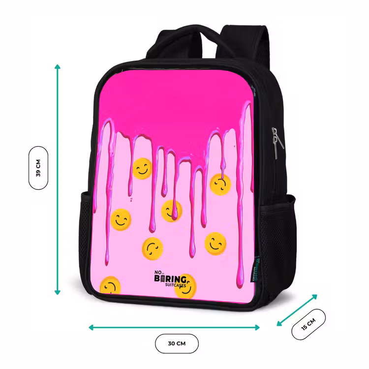 Verf - Smiley - Roze Rugzak - Zwart middel -productfoto_formaten