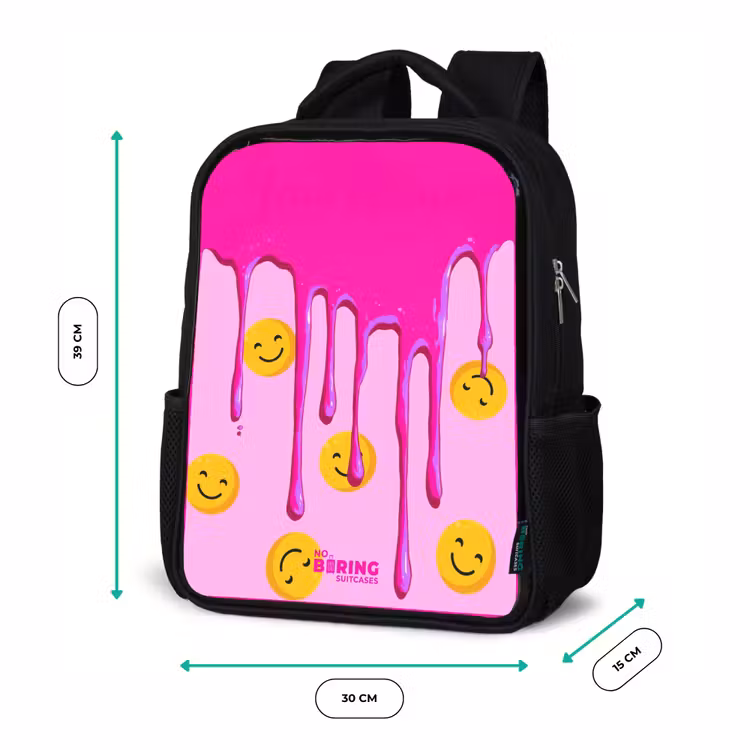 Verf - Smiley - Roze Rugzak - Zwart middel -productfoto_formaten