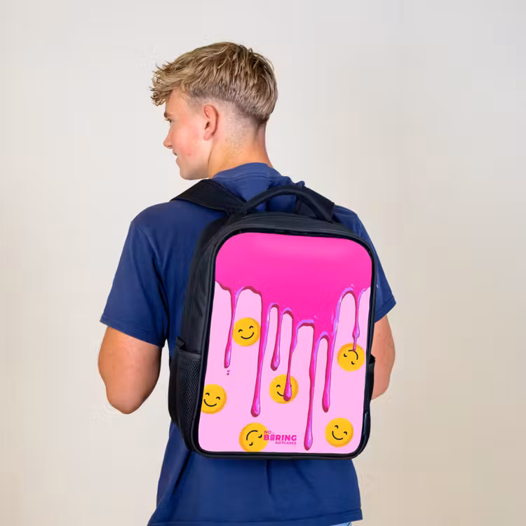 Verf - Smiley - Roze Rugzak - Zwart middel -sfeer8