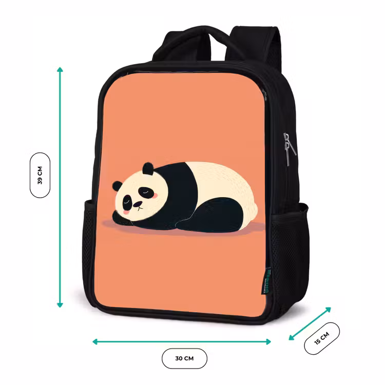 Panda - Slaap - Oranje Rugzak - Zwart middel -productfoto_formaten