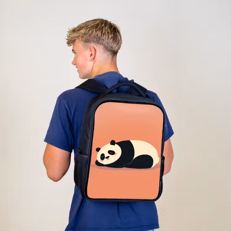 Panda - Slaap - Oranje Rugzak - Zwart middel -sfeer8