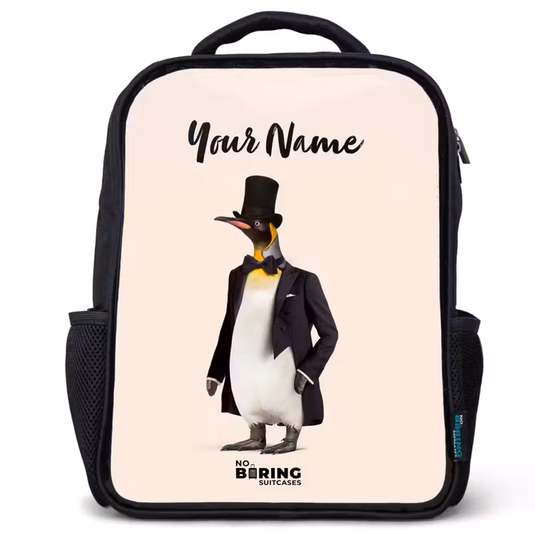 Pinguin in Pak Rugzak - Zwart middel -3d