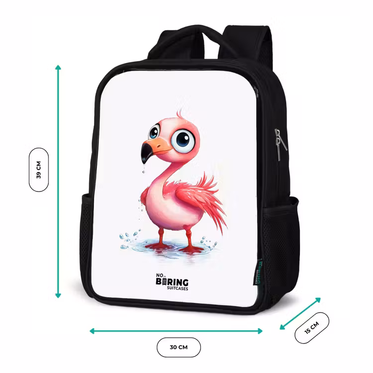 Roze flamingo in het water Rugzak - Zwart middel -productfoto_formaten