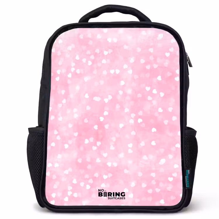 Roze glitter hartjes Rugzak - Zwart middel -3d