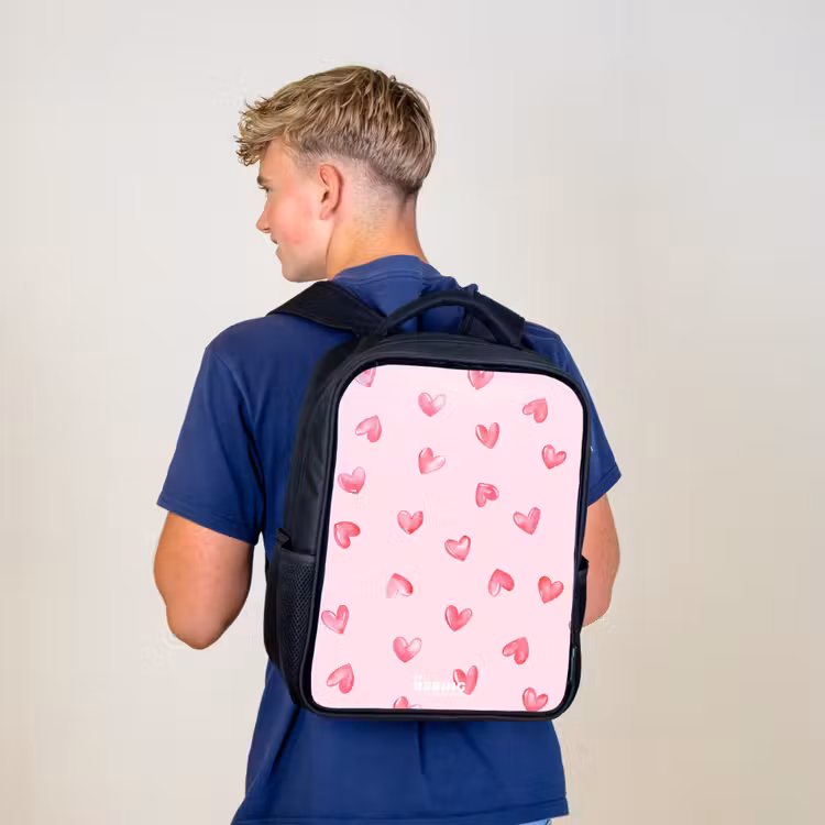 Roze hartjes Rugzak - Zwart middel -sfeer8