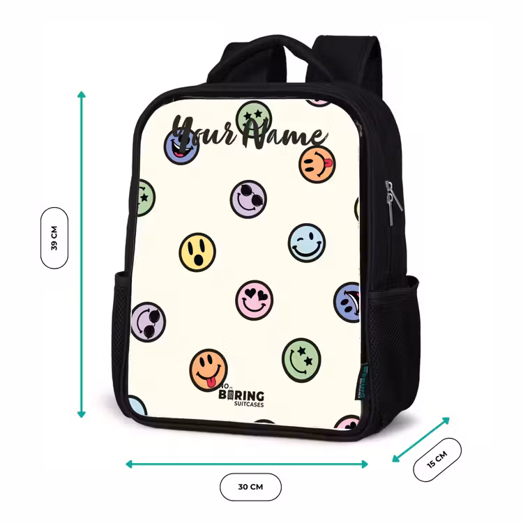 Speelse smiley-mix Rugzak - Zwart middel -productfoto_formaten