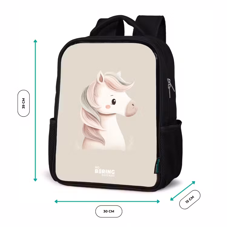 Pony in roze pastel kleuren Rugzak - Zwart middel -productfoto_formaten