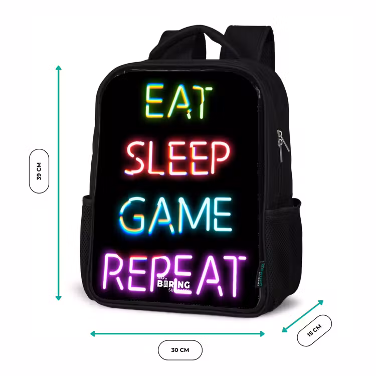 Qoute met neon lichten Rugzak - Zwart middel -productfoto_formaten