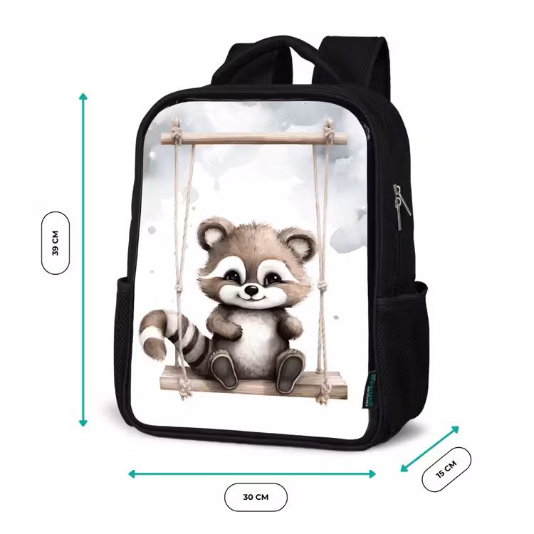 Wasbeer - Dier - Kinderen Rugzak - Zwart middel -productfoto_formaten