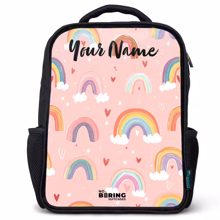 Regenboog - Patroon - Pastel Rugzak - Zwart middel -3d