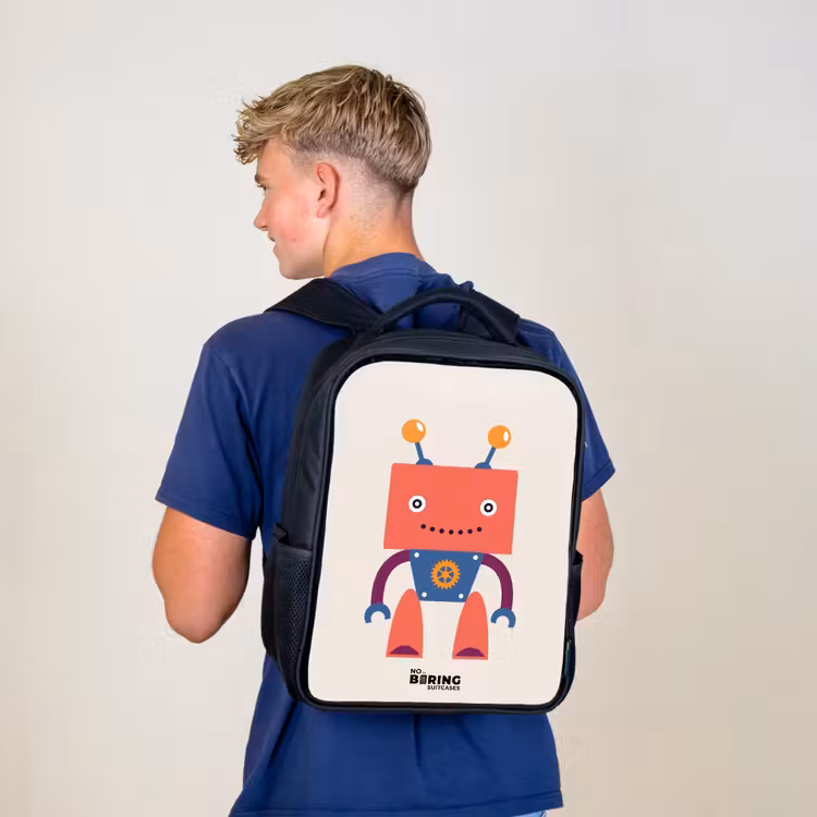 Rode robot met vierkant hoofd Rugzak - Zwart middel -sfeer8