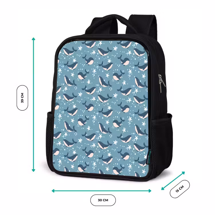 Klein - Oceaan - Walvis - Zeester Rugzak - Zwart middel 861 -productfoto_formaten