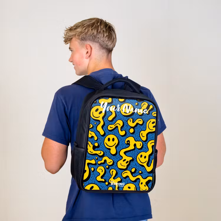 Smiley - Geel - Blauw Rugzak - Zwart middel -sfeer8