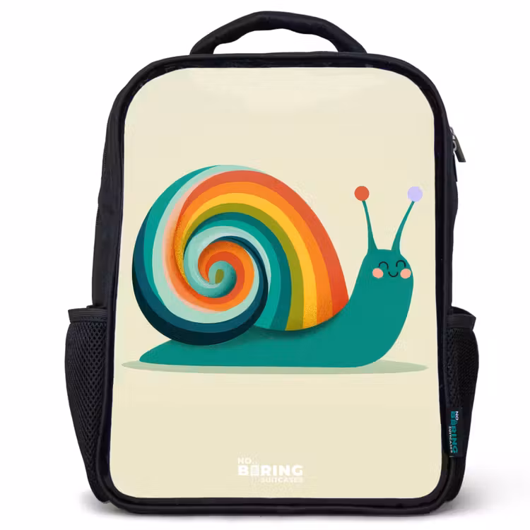 Slak - Regenboog - Kleurrijk Rugzak - Zwart middel -3d