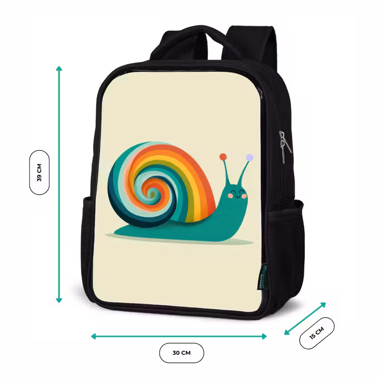 Slak - Regenboogschild - Groen Rugzak - Zwart middel -productfoto_formaten