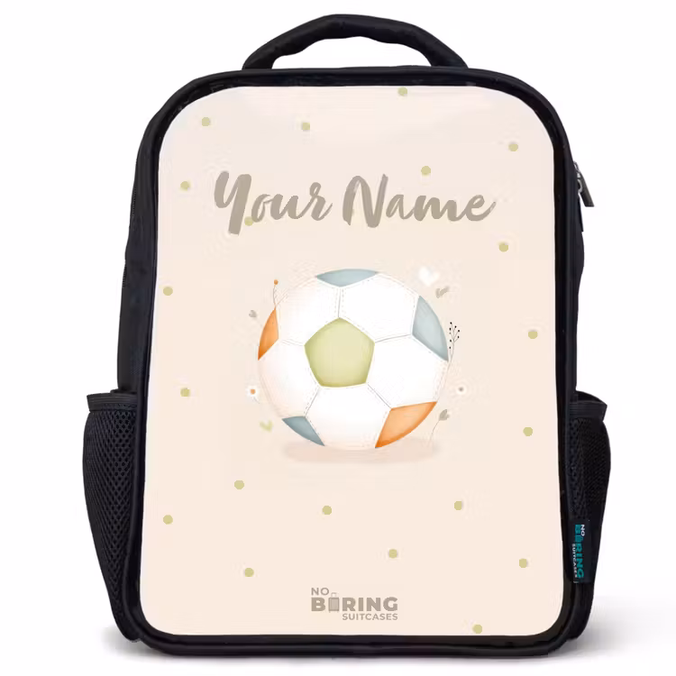 Voetbal in beige pastel kleuren Rugzak - Zwart middel -3d