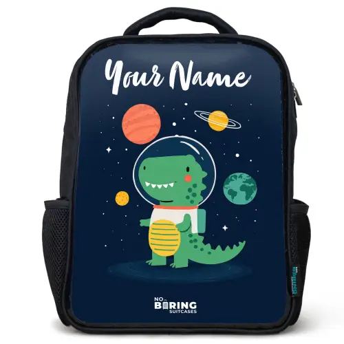 Ruimte - Dino - Planeten - Sterren Rugzak - Zwart middel -3d