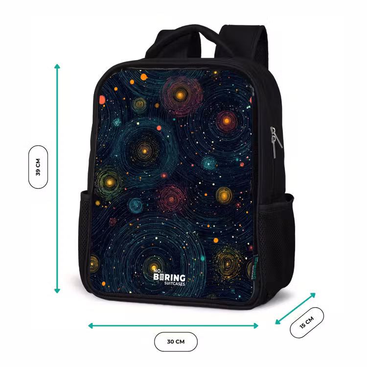 Sterren - Planeten - Kleurrijk Rugzak - Zwart middel -productfoto_formaten