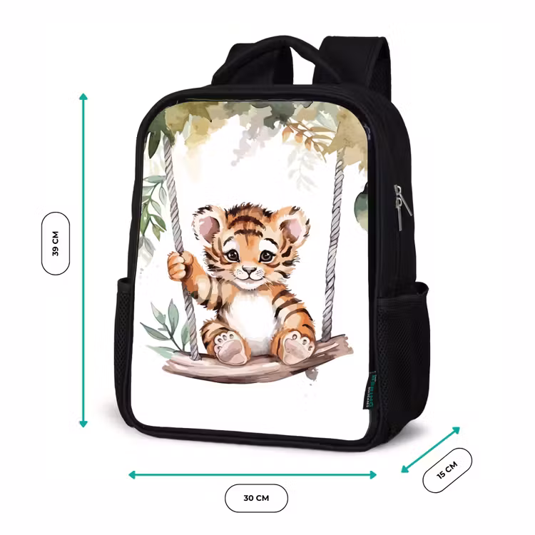 Tijger - Dier - Kinderen - Jungle Rugzak - Zwart middel -productfoto_formaten