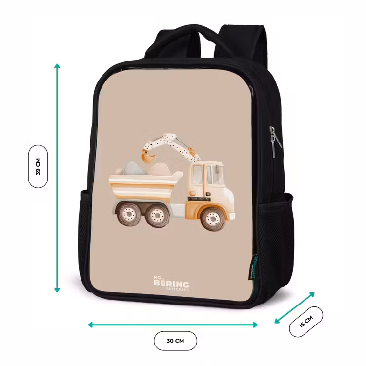 Gele kiepwagen in neutrale kleuren Rugzak - Zwart middel -productfoto_formaten