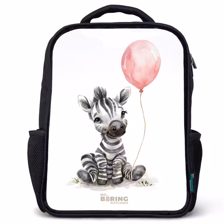 Zebra met roze ballon Rugzak - Zwart middel -3d