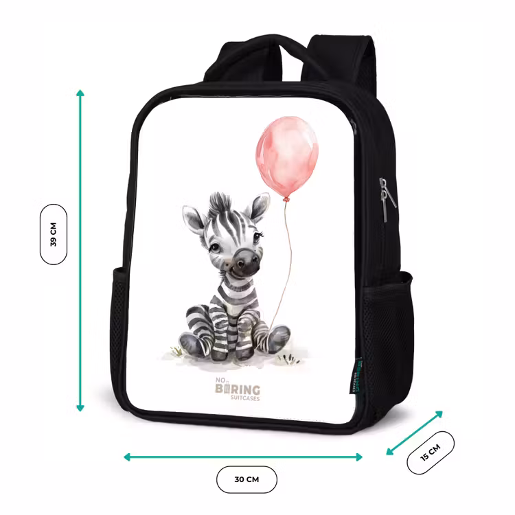 Zebra met roze ballon Rugzak - Zwart middel -productfoto_formaten