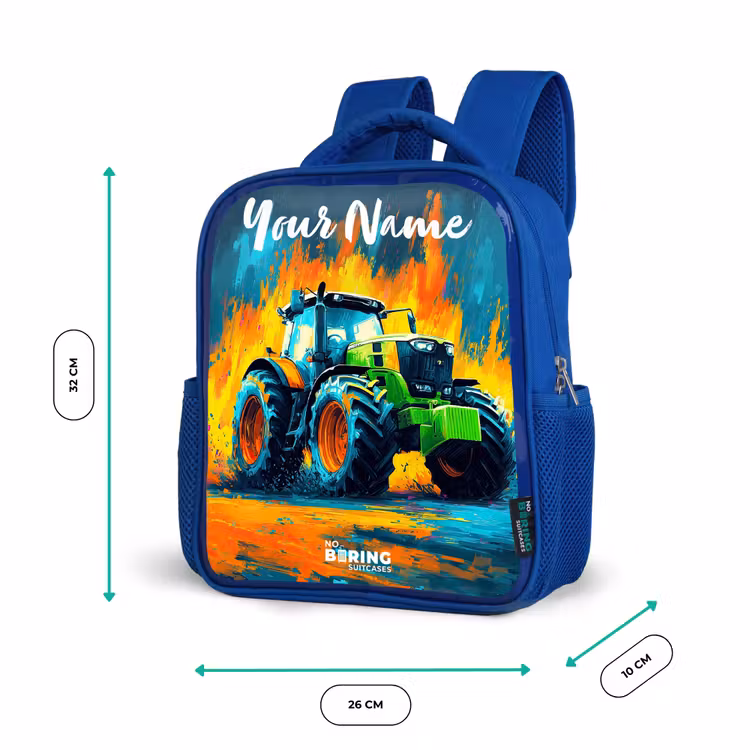 Abstract - Tractor - Groen Kinderrugzak - Blauw middel -productfoto_formaten