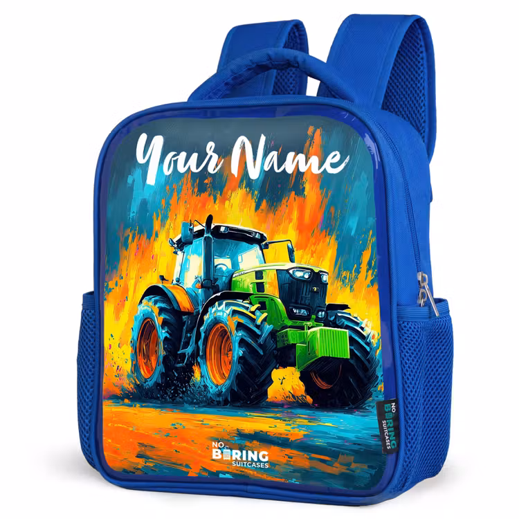 Abstract - Tractor - Groen Kinderrugzak - Blauw middel -schuin