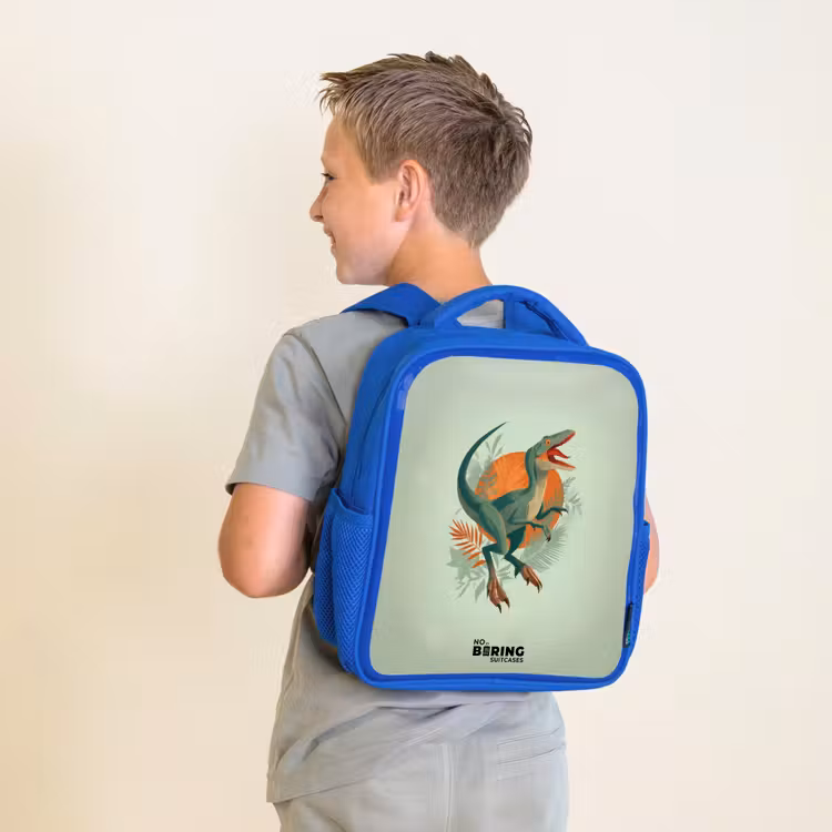 Dier - Dino - Natuur Kinderrugzak - Blauw middel -sfeer2