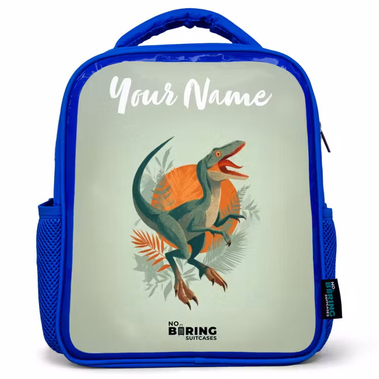 Dier - Dino - Natuur Kinderrugzak - Blauw middel -3d
