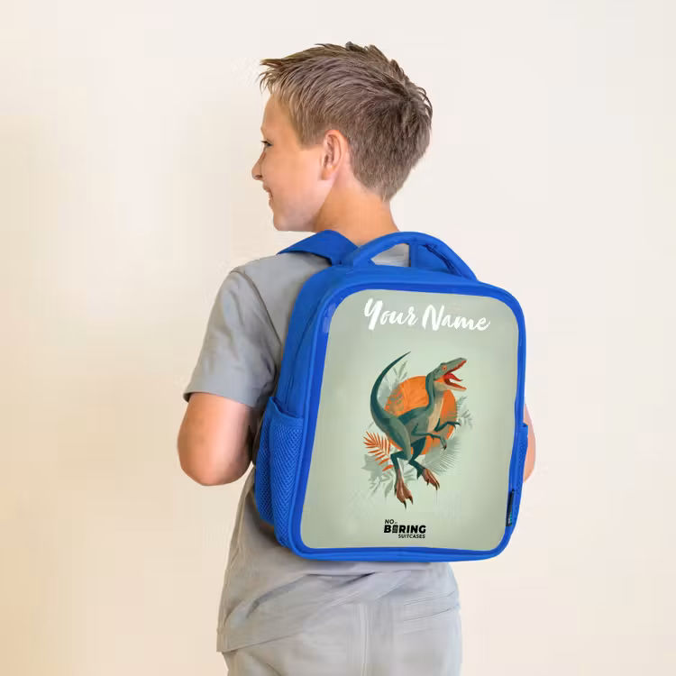 Dier - Dino - Natuur Kinderrugzak - Blauw middel -sfeer2
