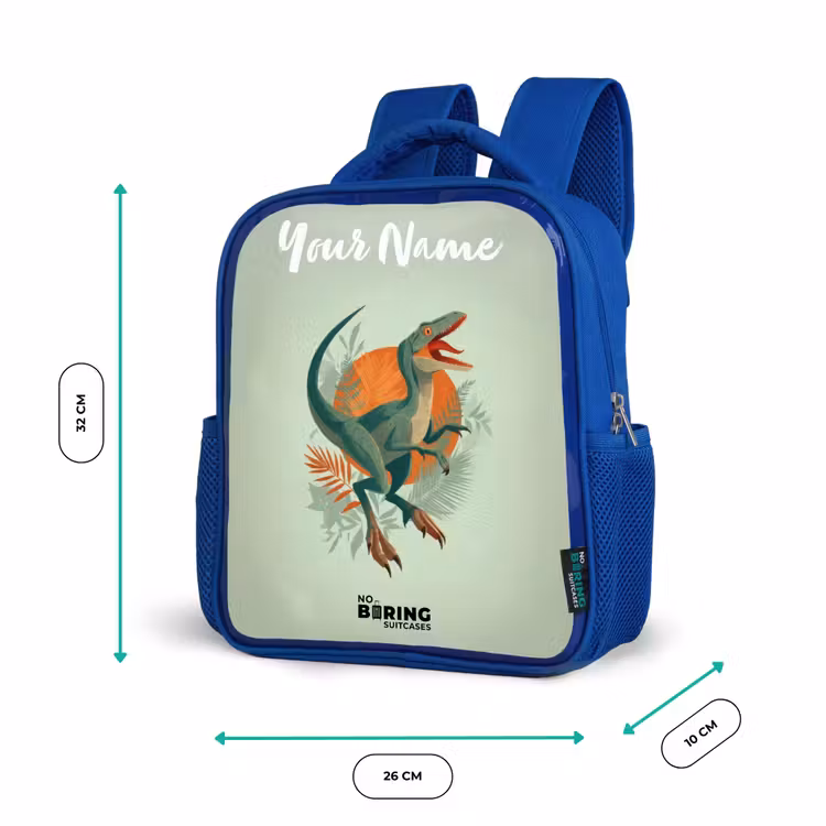 Dier - Dino - Natuur Kinderrugzak - Blauw middel -productfoto_formaten