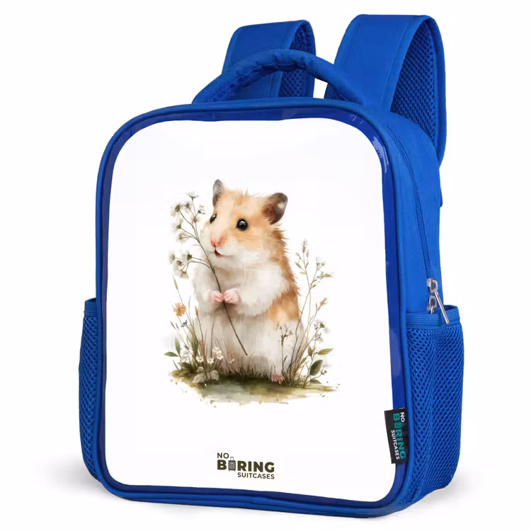 Dier - Natuur - Hamster Kinderrugzak - Blauw middel -schuin